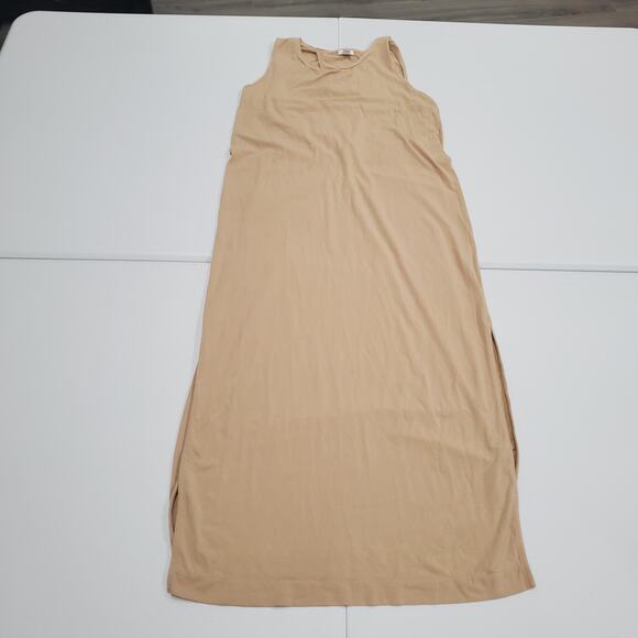Cuyana Dress Womens Large Beige Tank Maxi Sleeveless Side Slit Pima Modal Knit - Picture 1 of 10